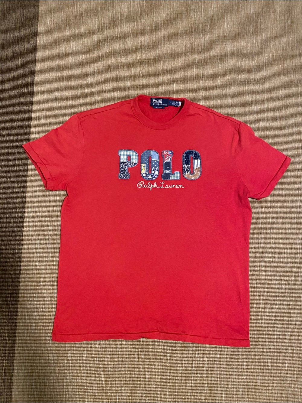 Polo by Ralph Lauren Men’s Red Quilted Embriodered Logo Crew T-Shirt M